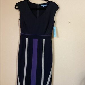 NWT Elegant Antonio Melani “ Elba” Navy/Gray Knit Dress Size: 2